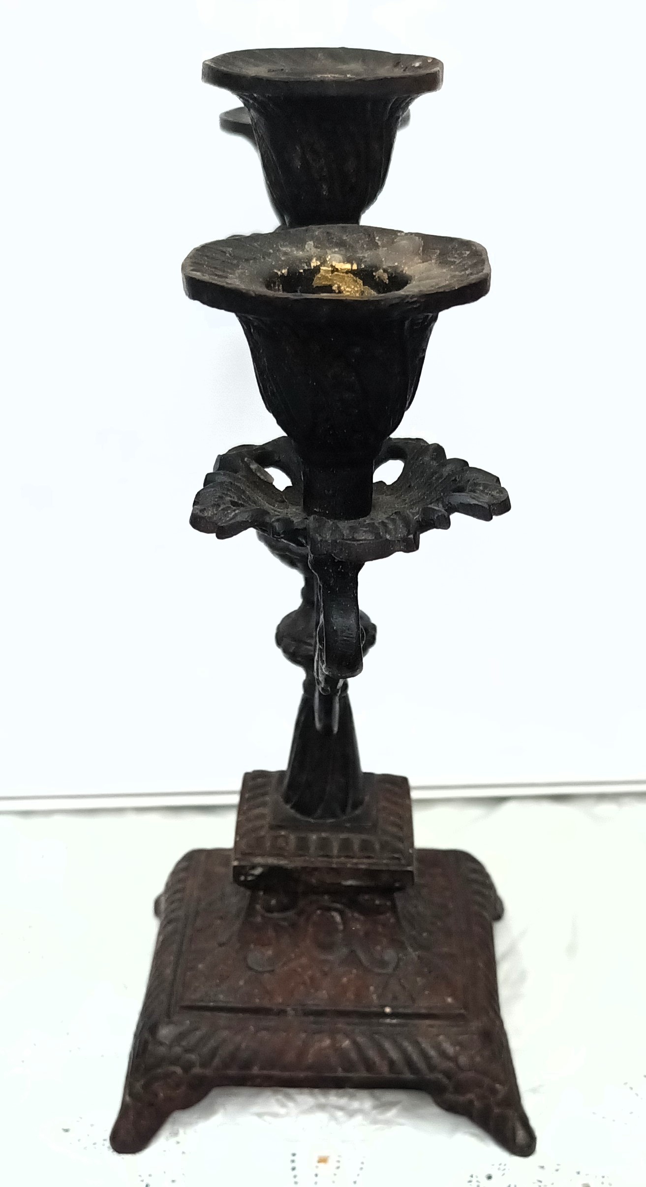 Antique English Victorian Cast Iron Candelabra - Image 2